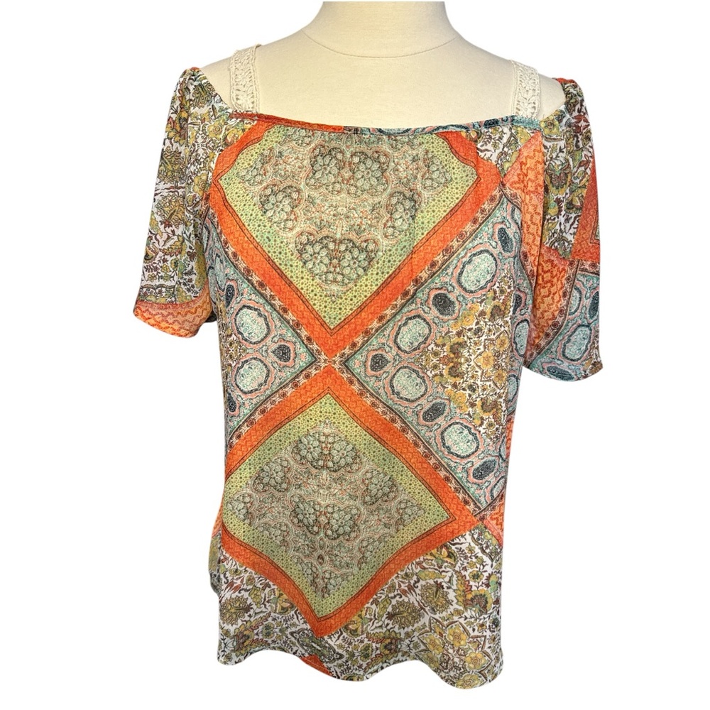 ⭐️Westport Women's‎ Multicolor Patterned Boho Top Small